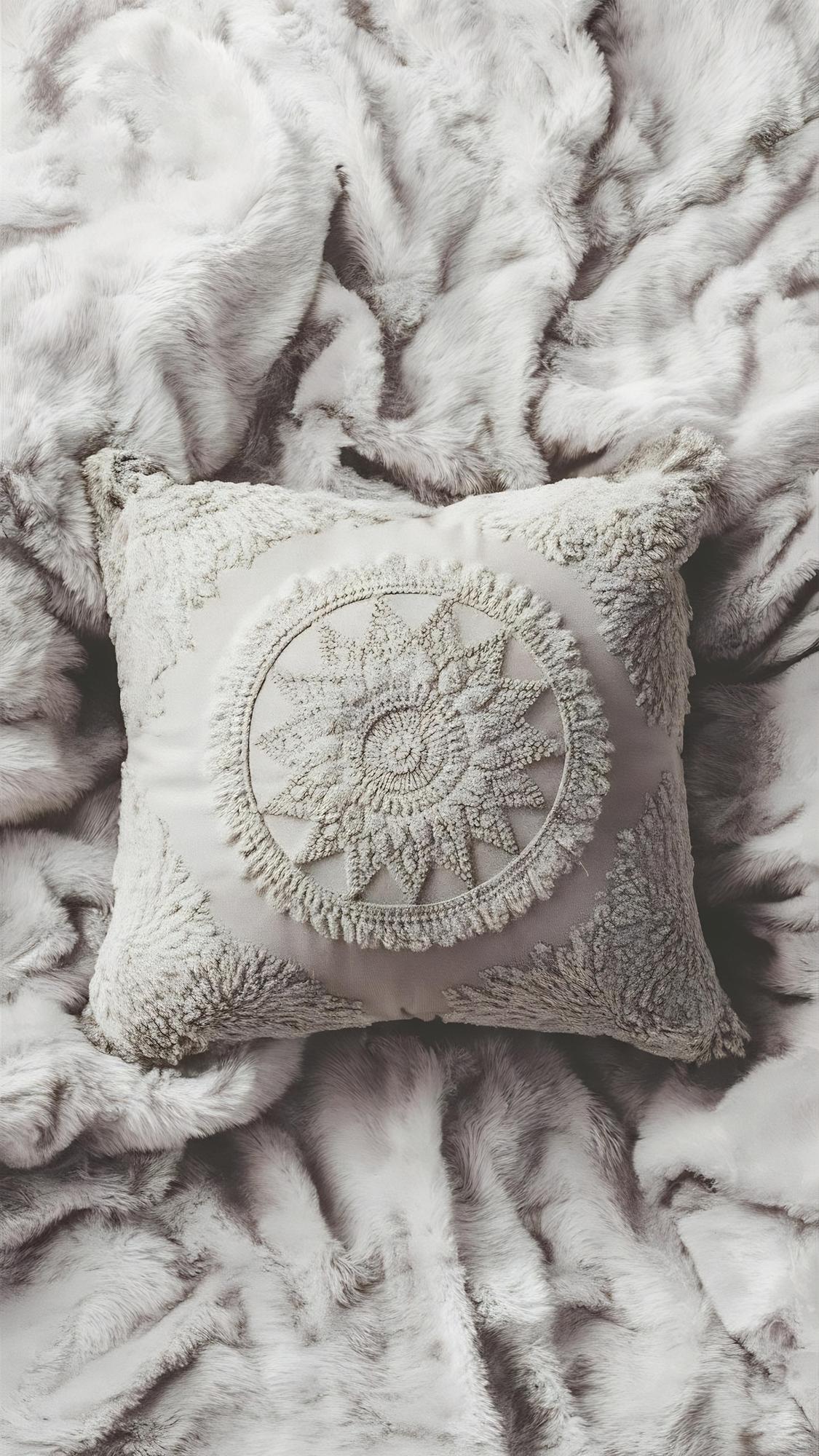 haftowany monogram na lnianej poszewce